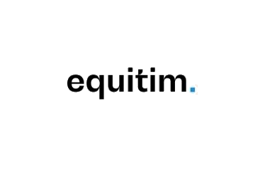 Logo du mot equitim en lettres minuscules noires avec un point bleu.
