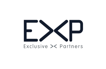 Logo for Exclusive Partners with stylized letters EXP and text below.