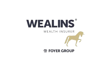 Logo WEALINS Wealth Insurer with a golden horse and Foyer Group text below.