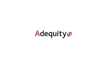 Logo du mot Adequity avec une flèche vers l'extérieur à droite du y.