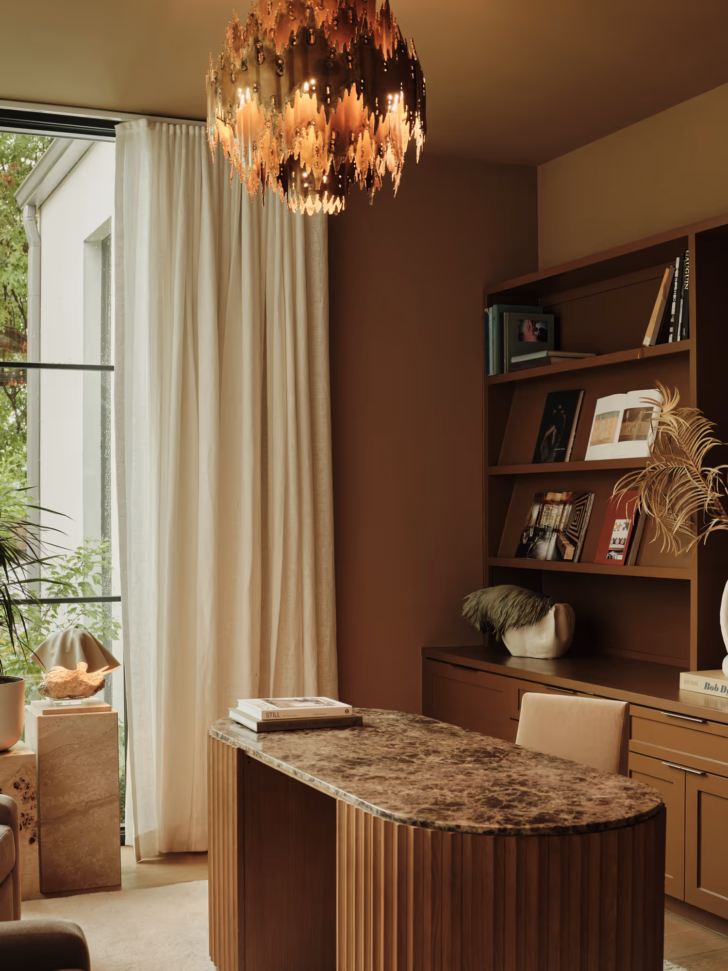 Home office with drapery