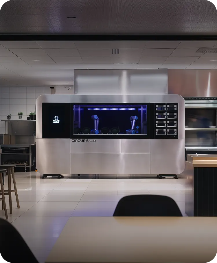 ide view of CA-M, a white modular container kitchen