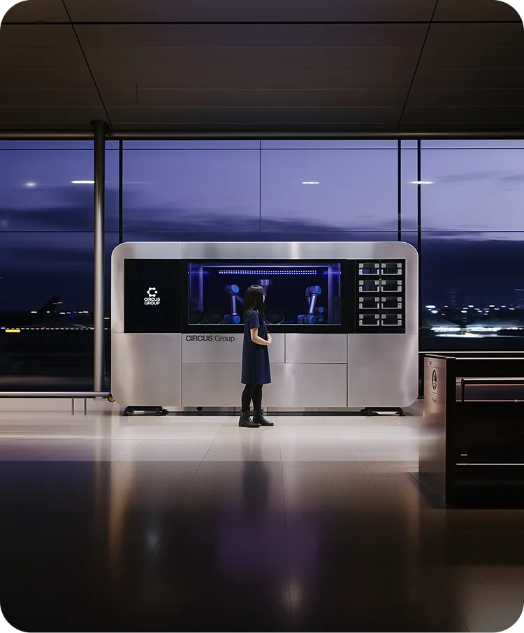 ide view of CA-M, a white modular container kitchen