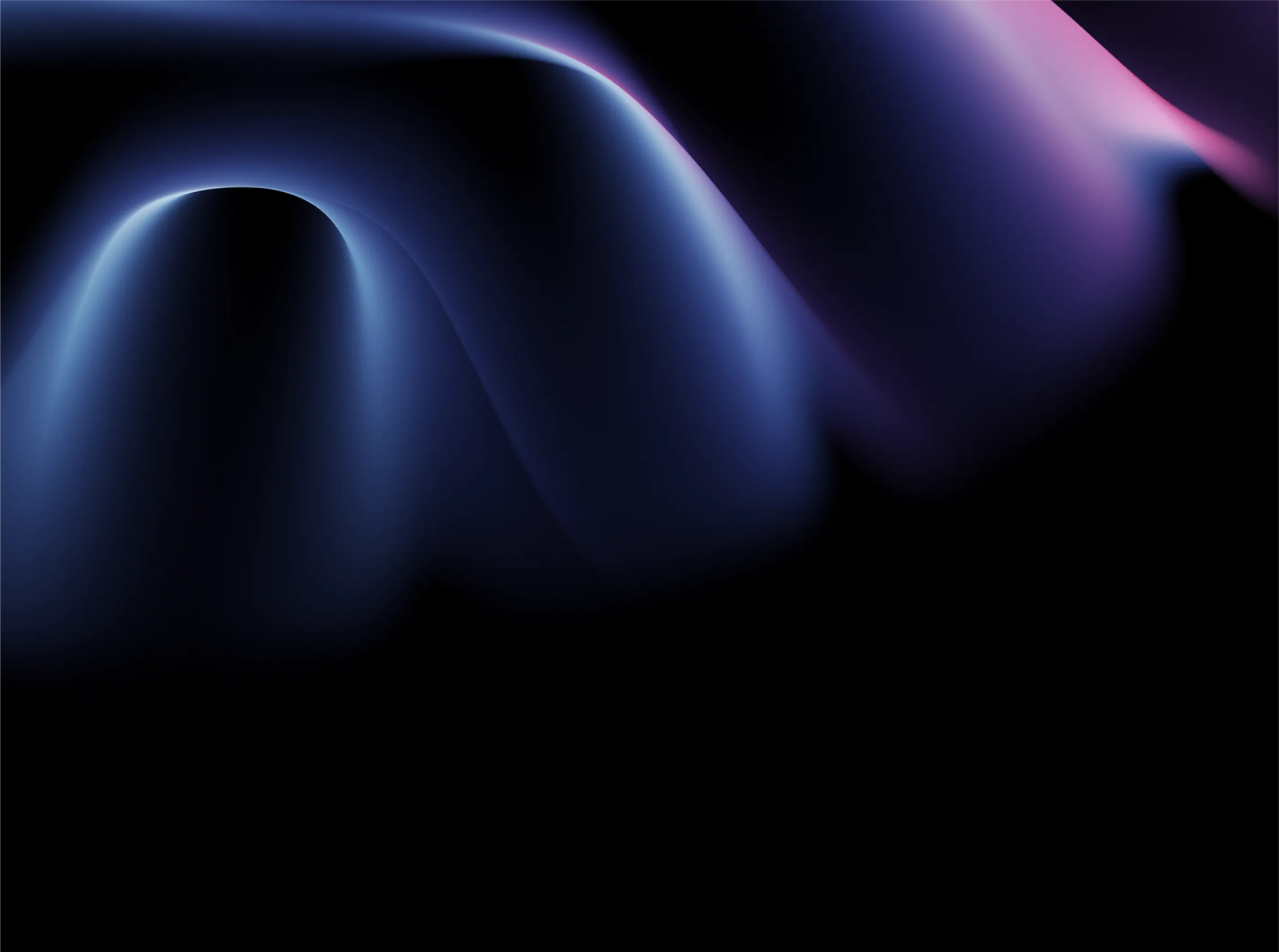 Abstract image featuring smooth, flowing gradients of blue and purple light against a black background, creating a wave-like, ethereal visual effect.