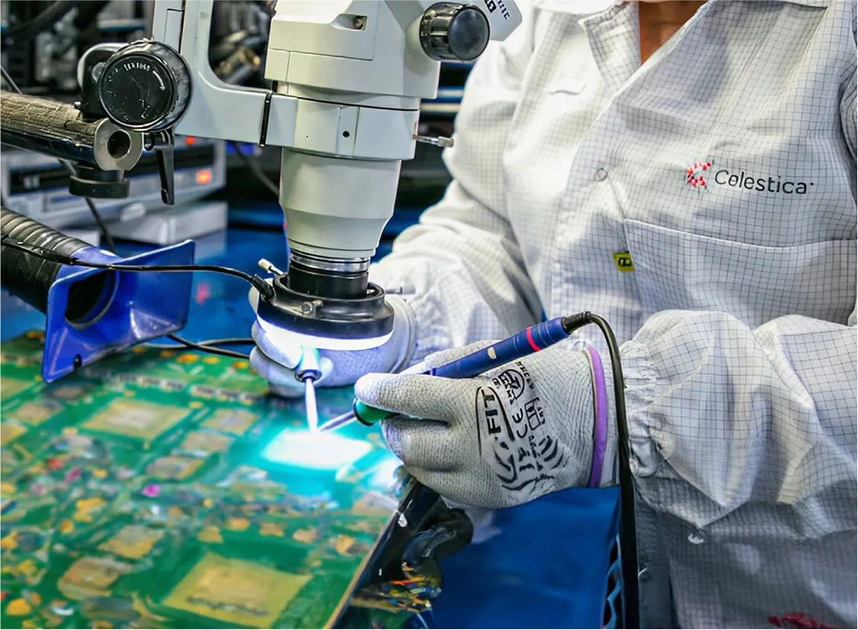 Celestica engineer working on sustainable hardware platform solutions supporting circular design for Circus Group robotics