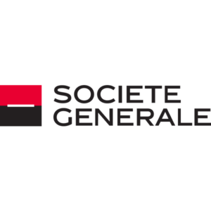 Société Générale logo with a red and black square symbol to the left of the company name in bold black letters.