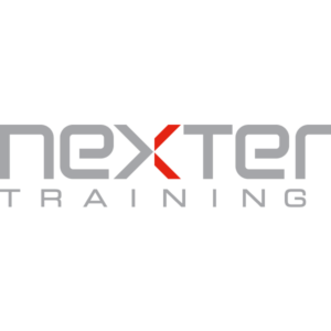 Nexter Training logo with stylized text featuring a red accent on the letter X.
