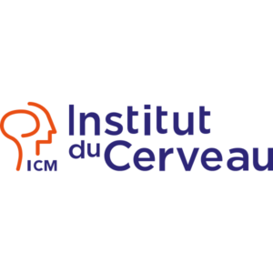 Institut du Cerveau logo featuring a stylized orange human head profile with brain outline and abbreviation 'ICM'.
