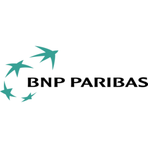 BNP Paribas logo featuring green stylized birds arranged in a circular pattern next to the text 'BNP PARIBAS'.