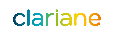 Clariane brand logo with gradient color text from blue to orange.