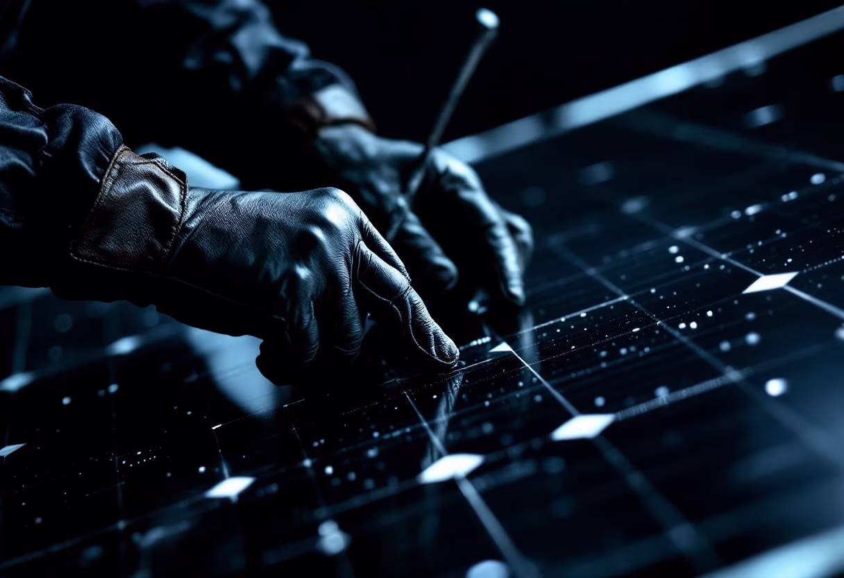 image of a technician installing solar panels