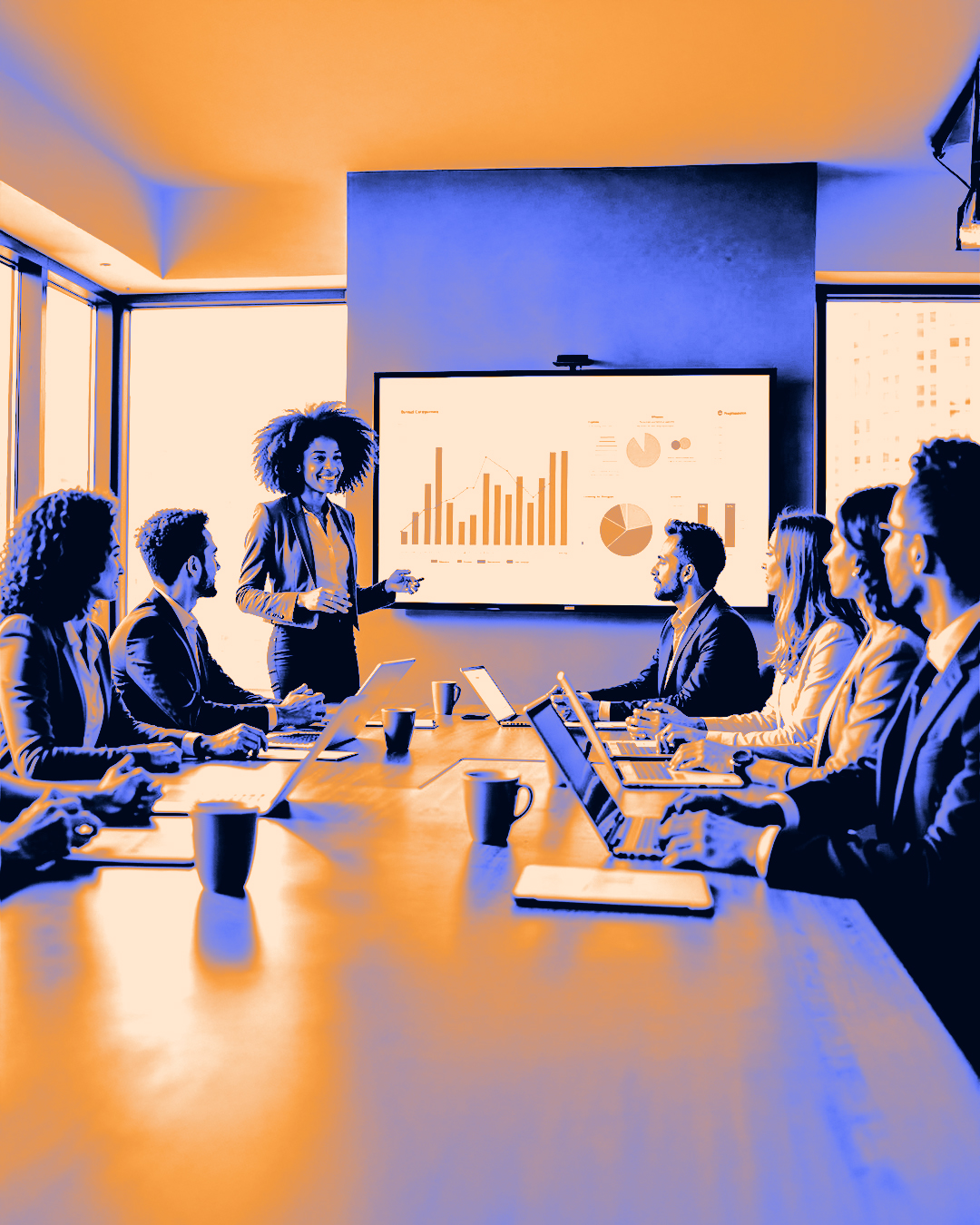 Consultants developing a business strategy and growth plan in a meeting room.