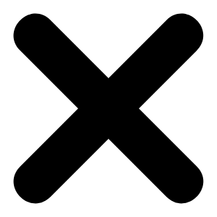 Black X icon symbol on a transparent background.
