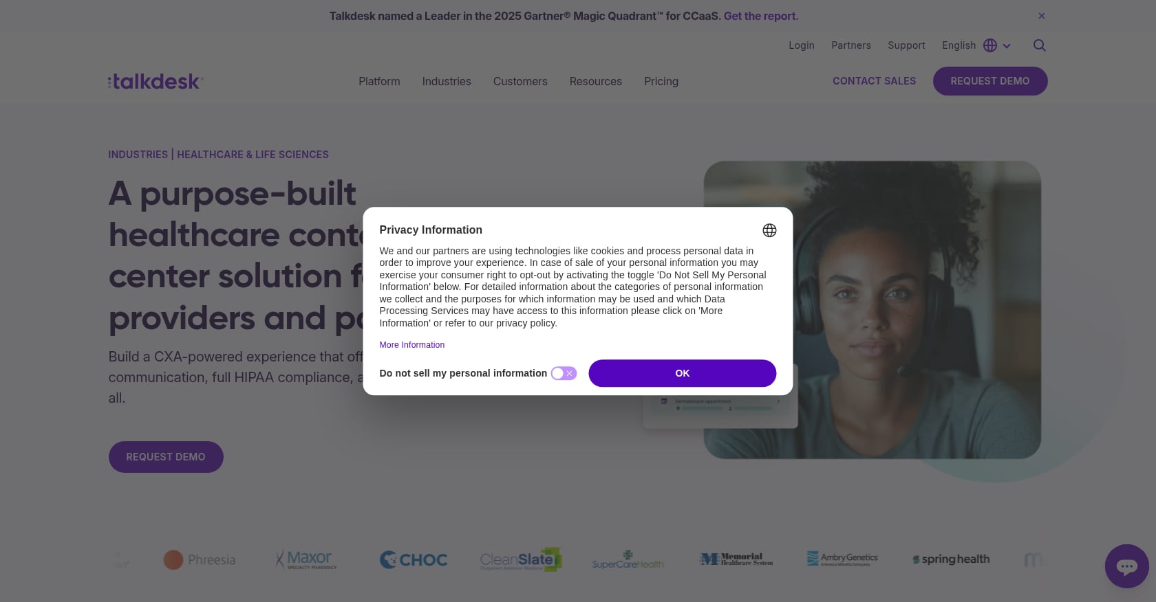 Talkdesk Healthcare Experience Cloud Screenshot