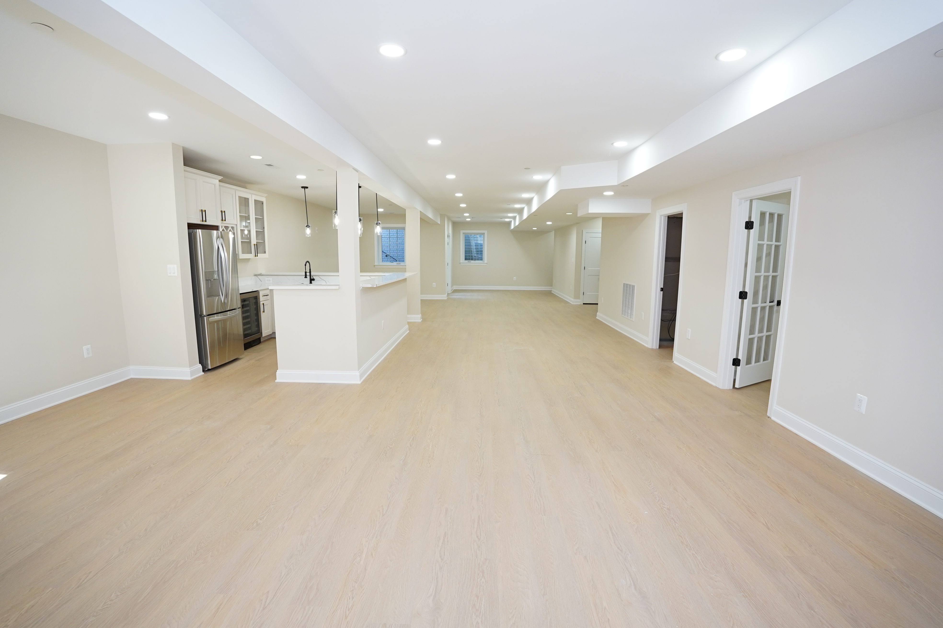 BHI Construction finished basement Silver Spring Maryland open floor plan