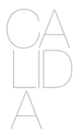 CALIDA text logo in thin gray uppercase letters arranged vertically.