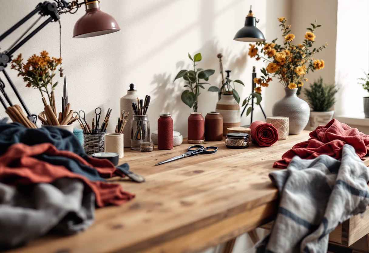 image of tailor tools arranged on a workspace