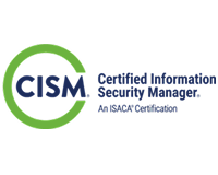 CISM Certified Information Security Manager logo with green circular design and blue text.