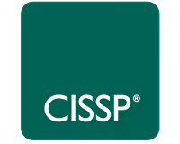 CISSP certification badge with white text on a green rounded square background.