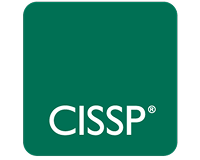 CISSP certification badge with white text on a green rounded square background.