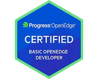 Progress OpenEdge Certified Basic OpenEdge Developer hexagonal badge.
