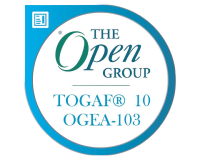 The Open Group TOGAF 10 OGEA-1©3 logo with teal and white colors.