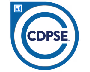 Certification logo for CDPSE with a large blue 'C' encircling the text.