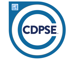 Certification logo for CDPSE with a large blue 'C' encircling the text.