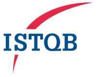 ISTQB logo with blue text and a red swoosh above and below the letters.