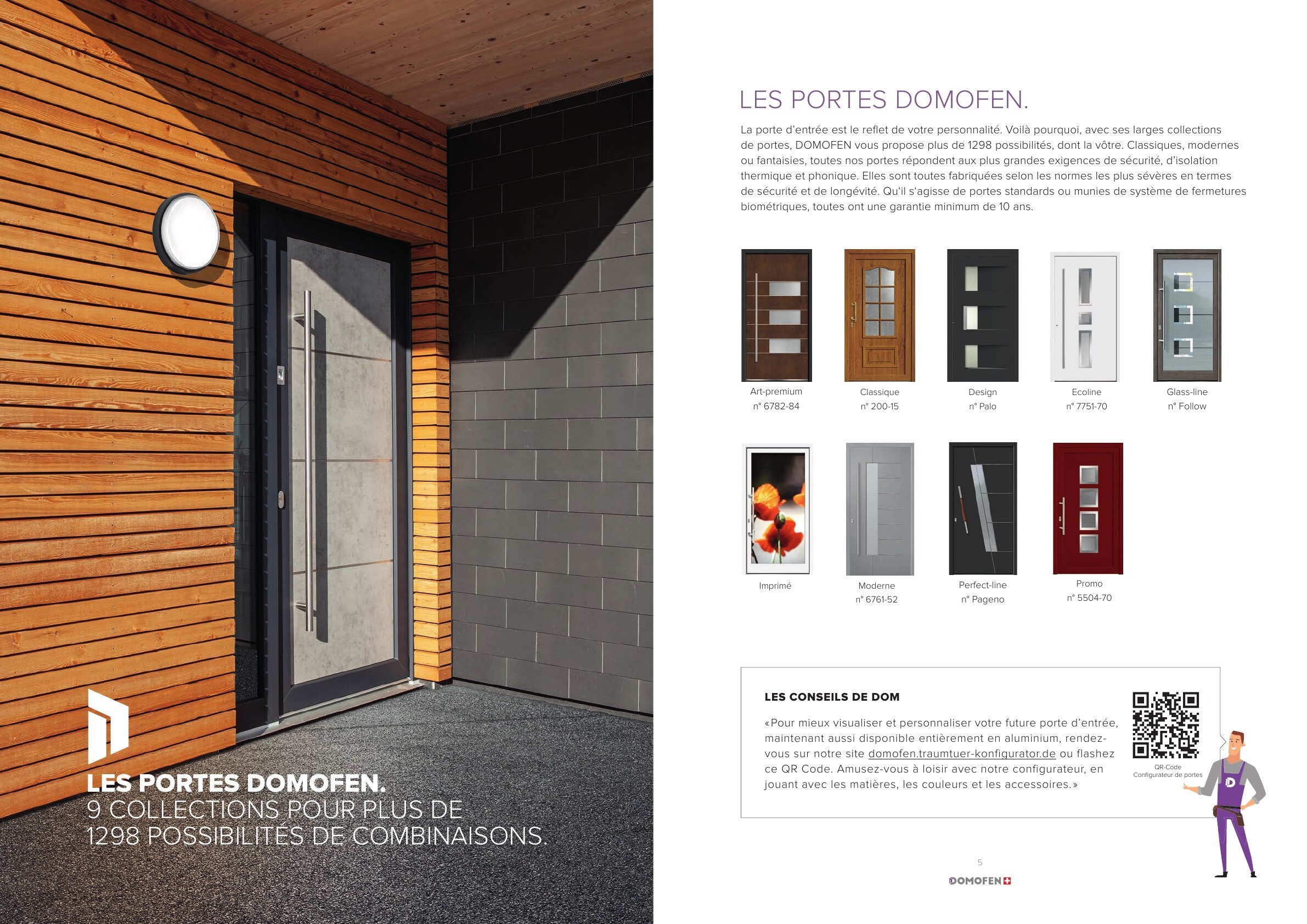 Aperçu des pages du catalogue Domofen consacrées aux portes d’entrée