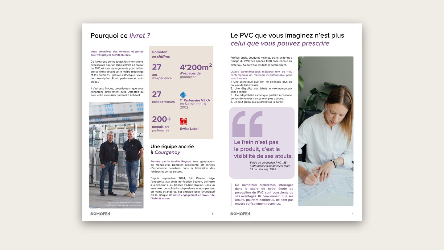 Double page du livret Domofen : le préjugé, et ce que disent les données