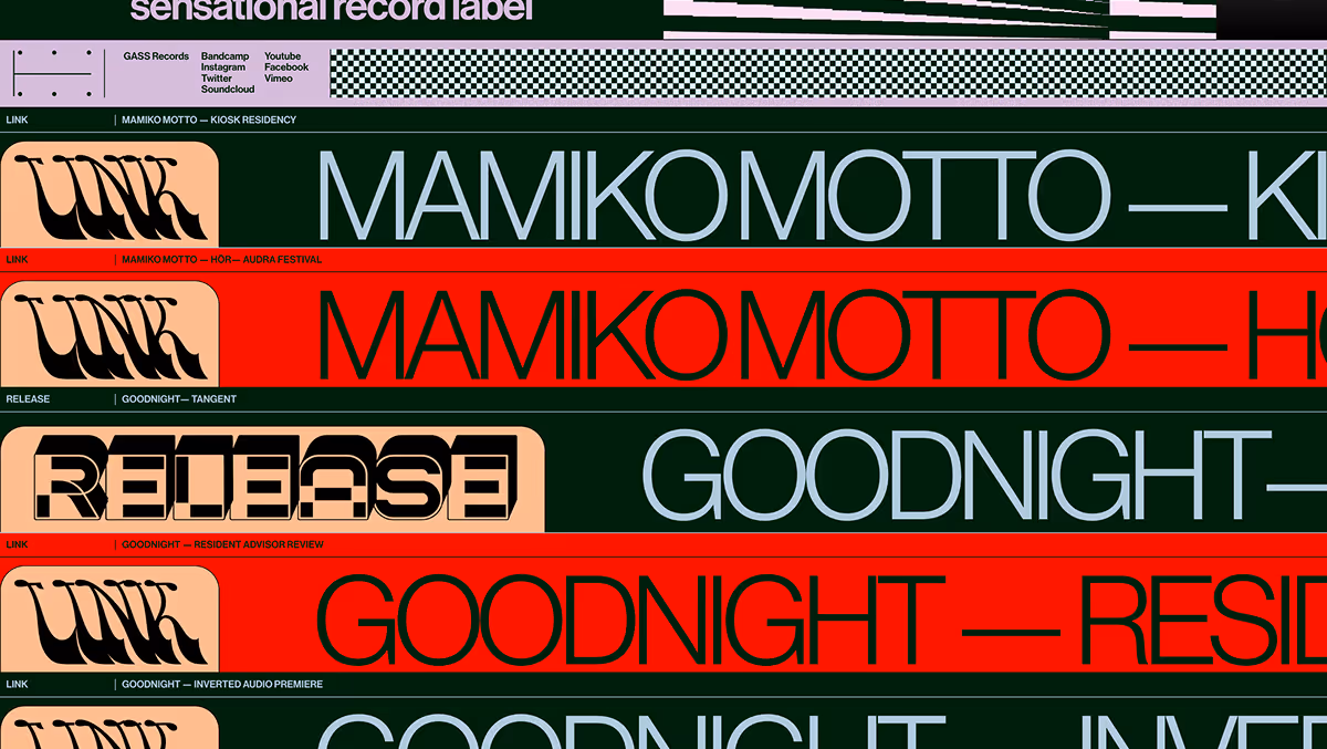 One Pager for Gass Records listing all their artists, each including social and streaming links.