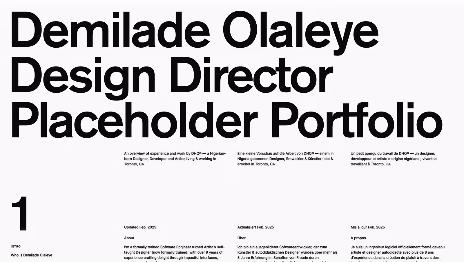 Demilade Olaleye portfolio website.