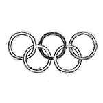 Zwarte Olympische ringen symbool op transparante achtergrond.