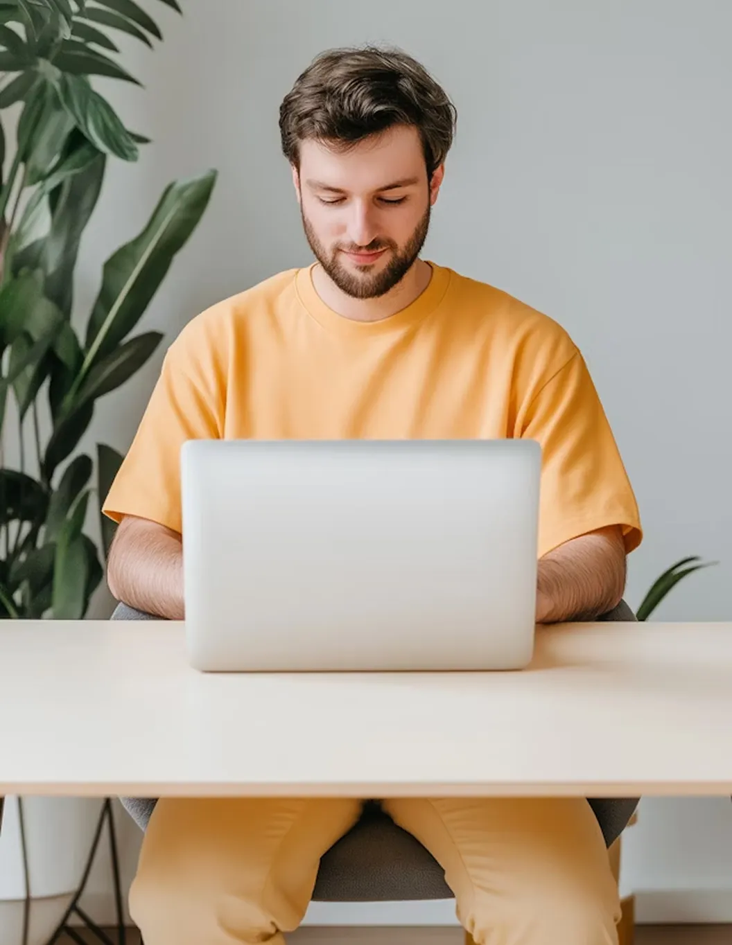 a woman working on his laptop