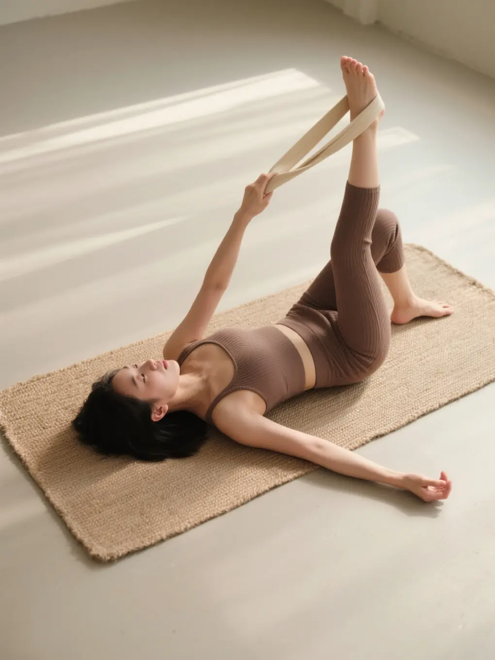a woman doing yoga