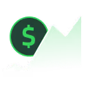 Green rising graph with a dollar symbol indicating financial growth or profit increase.