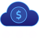 Blue cloud icon with a dollar sign in the center representing cloud finance or payments.