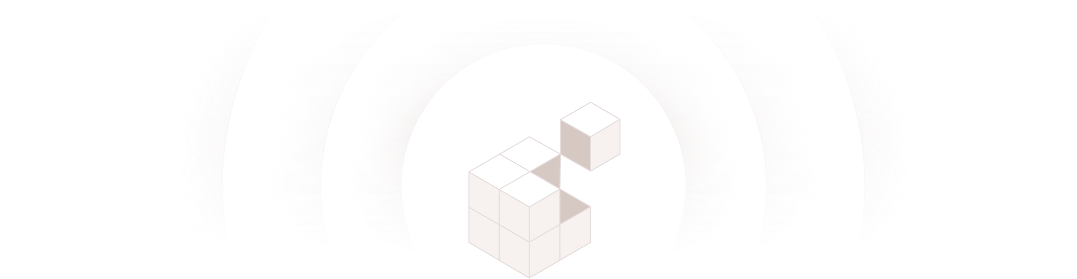 Minimalist illustration of six connected cubes forming a three-dimensional geometric shape with one cube detached and elevated.