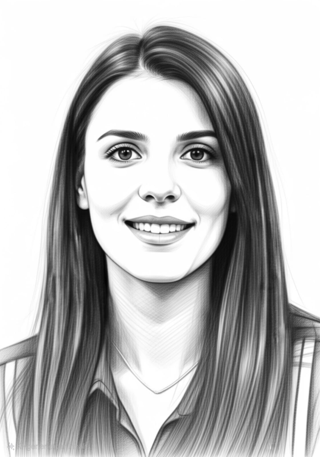 Ein schwarz weiss Foto einer jungen Frau mit langen Haaren.