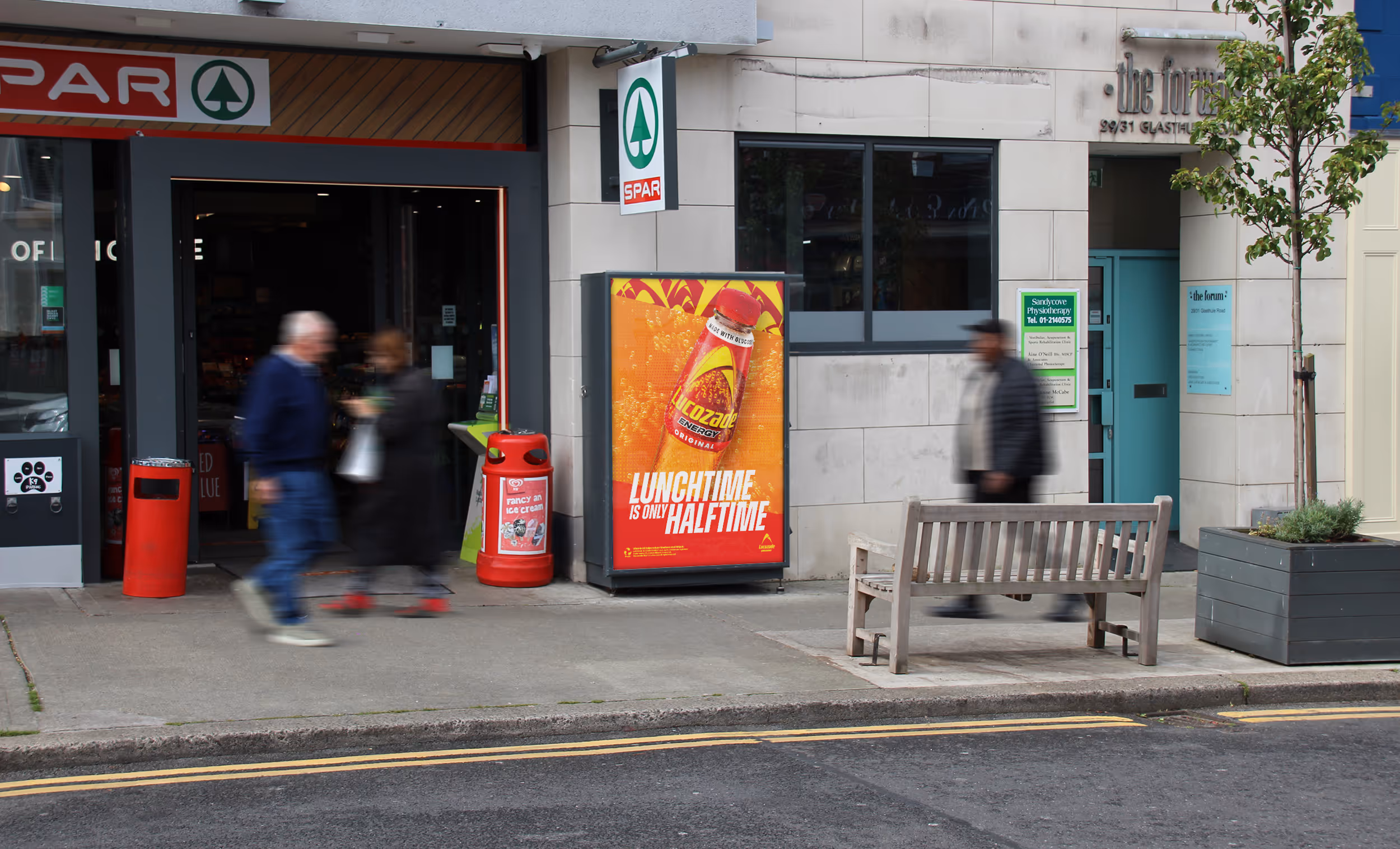 An Adbox 6-Sheet poster unit displaying an advertisement for Pepsi Max, situated outside of the entrance of a Centra convenience store