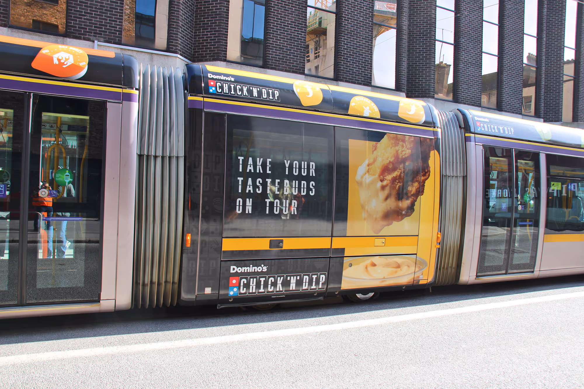 A Luas Tram Centre Wrap for Dominos Pizza Chick N Dip