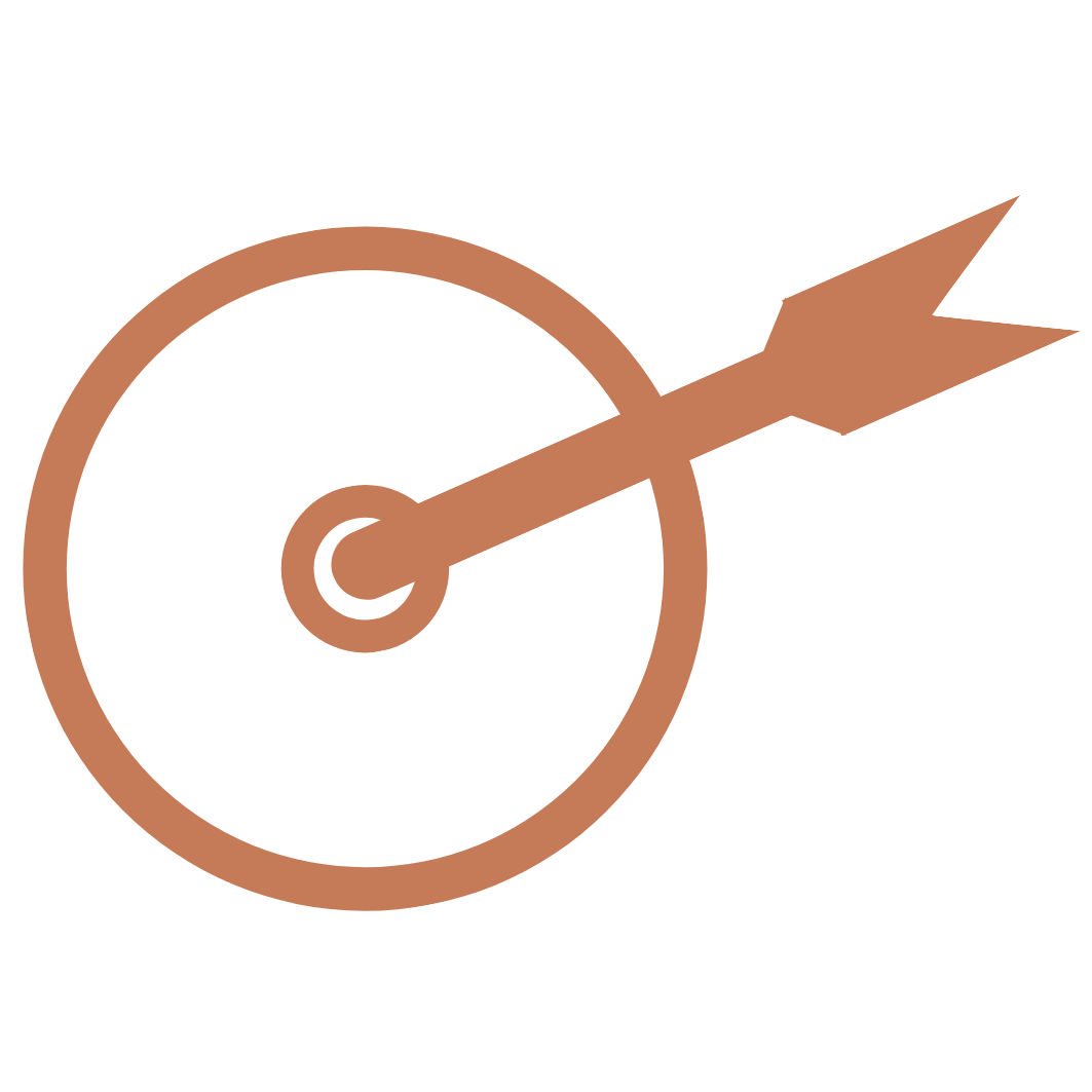 Cible avec une flèche atteignant le centre.