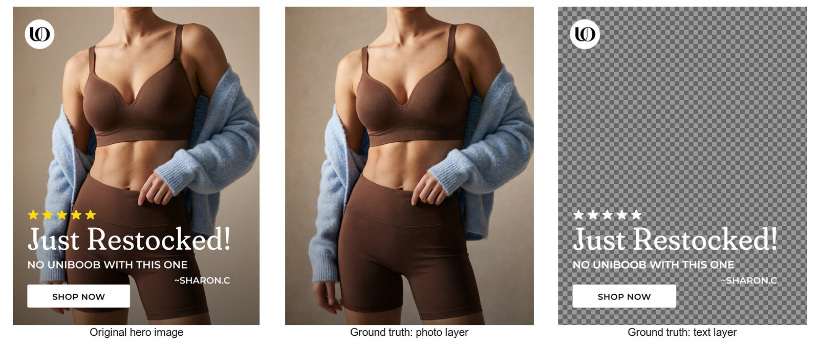 A training data example: an original hero image next to its two separated ground-truth layers