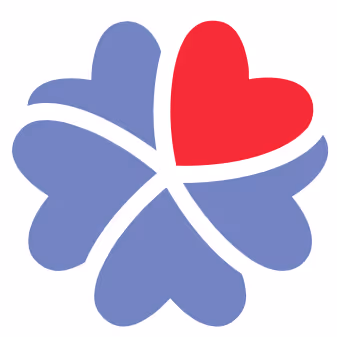 Northern Ireland Hospice logo with purple and red heart-shaped flower symbol