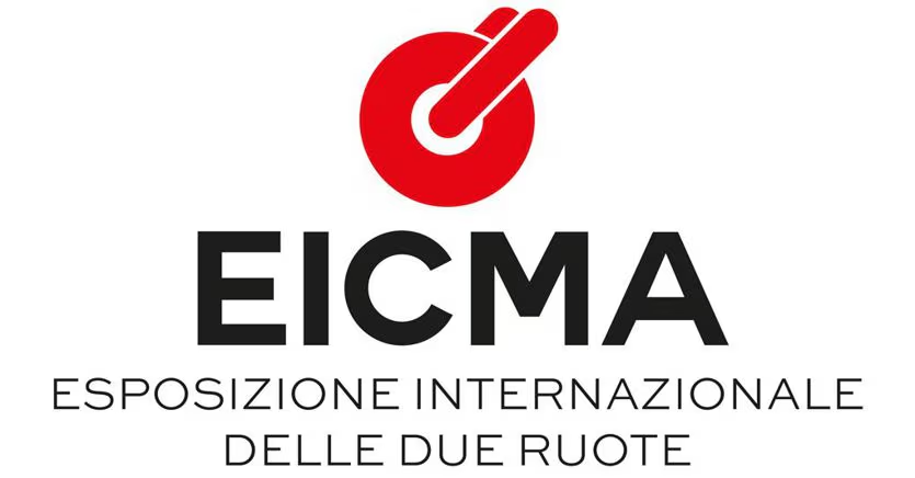 EICMA logo with a red circular design above bold black letters spelling EICMA and the text 'Esposizione Internazionale Delle Due Ruote' below.