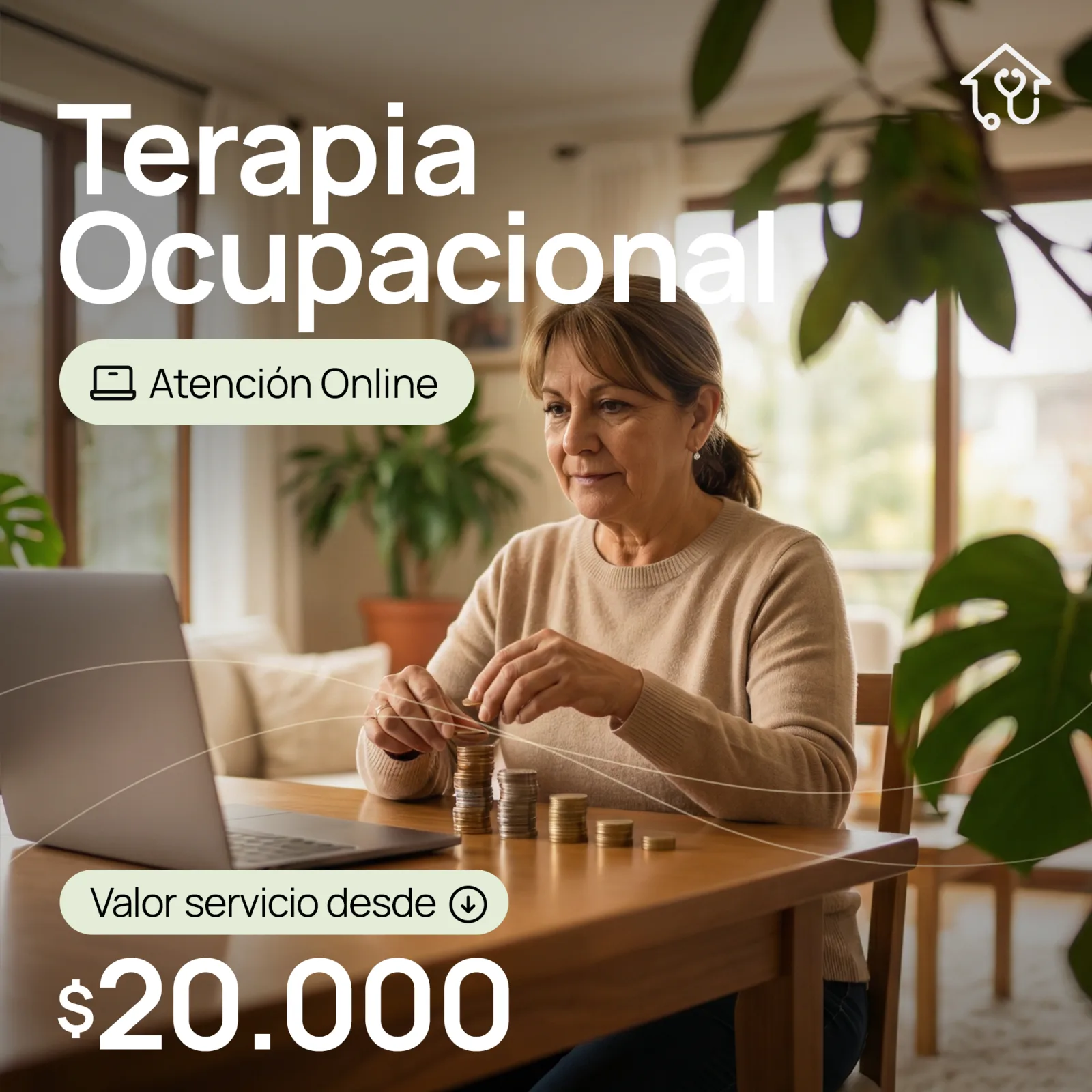Sesión de terapia ocupacional online por videollamada con una terapeuta de SANAD