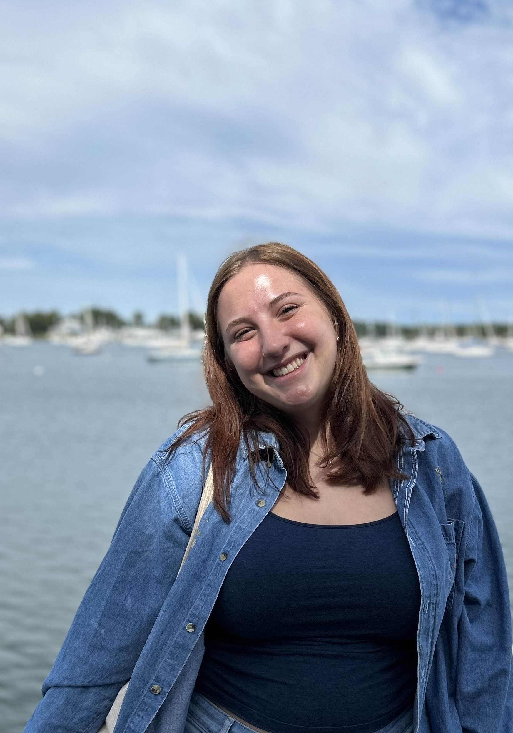 julia stacks by the water