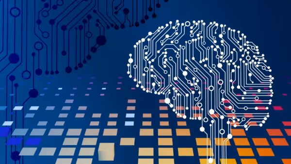 Illustration of a brain as chip circuits