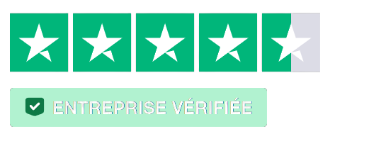 Cinq étoiles vertes dont une partiellement remplie, notation 4,5, avec badge Entreprise Vérifiée.